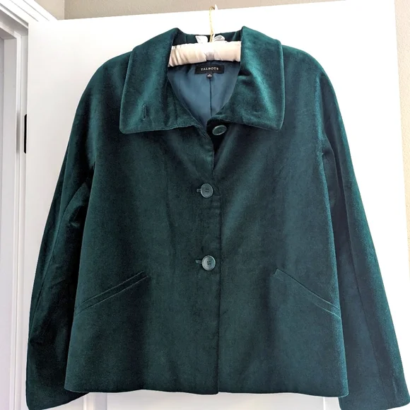 Blazer/Jacket Talbots Hunter Green  Velour, Lined, Size 8, NWOT - Picture 2 of 10